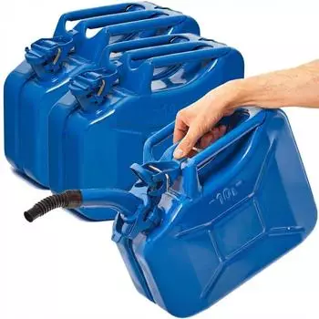 B+W Benzinkanister Metall 10 L mit Ausgießer (mit Ausgießer) und UN-Zulassung Blau RAL 5005