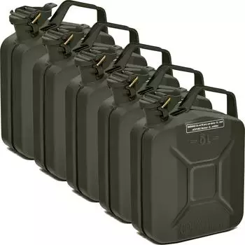 B+W Benzinkanister Metall 5x 5 Liter Bronzegr&uuml;n RAL 6031-F9 (nach NATO Standard) und UN-Zulassung Bronzegr&uuml;n RAL 6031-F9