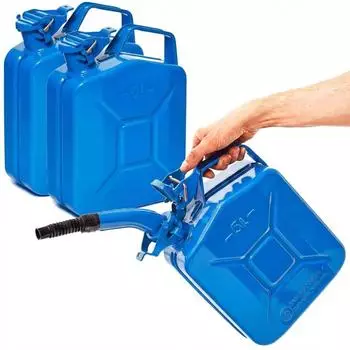 B+W Benzinkanister Metall 5 L mit Ausgießer (mit Ausgießer) und UN-Zulassung Blau RAL 5005