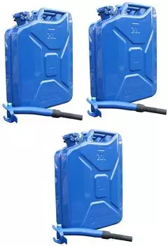 Trutzholm 3x Metallkanister 20l Benzinkanister + 3x Ausgießer flexibel dunkelblau Dieselkanister by Baumarktplus