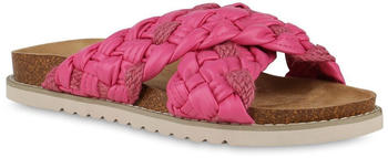 VAN HILL Übergrößen Pantoletten flach bast bequem Schuhe 215810 fuchsia