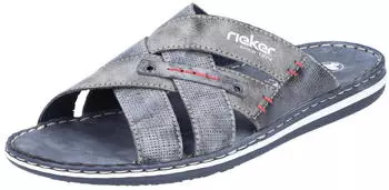 Rieker Pantolette Sommerschuh Schlappen Poolslides &Uuml;berkreuz-Bandagen blau
