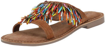 Lazamani Damen Pantolette azur braun gelb rot