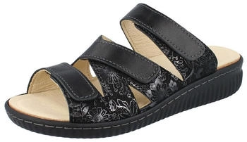 Longo Damen Pantolette Hausschuhe schwarz Nubukleder und Glattleder
