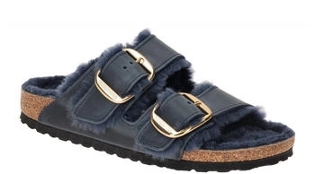 Birkenstock Pantolette Arizona Big Buckle Shearling blau