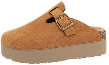 Ital Design Damen Hausschuh beige karamell gold