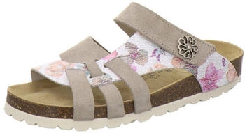 AFS Leder Pantoletten Damen Sommer Sandalen flach Fußbett und Klettverschluss Hausschuhe