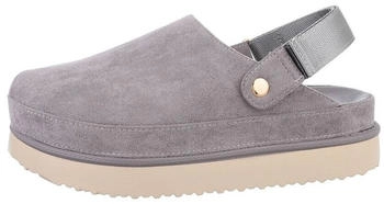 Ital Design Mules Freizeit Plateausandaletten flach grau schwarz