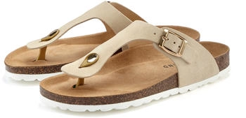 Elbsand Pantolette offener Schuh hochwertig Leder Korkfußbett beige