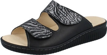 Longo Pantolette Hausschuhe schwarz grau Glattleder 1126708
