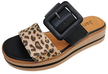 Jana Shoes Pantoletten Schnalle mehrfarbig leopard
