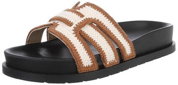 Ital Design Damenschuhe Sandalen Sandaletten BJ720- Textil camel beige