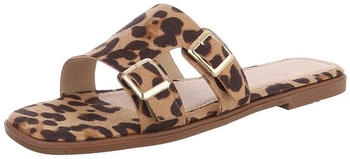Ital Design Damenschuhe Sandalen Sandaletten Pantoletten BJ716- Kunstleder braun beige