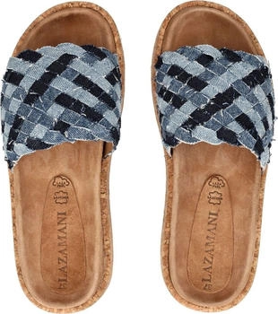 Lazamani Pantolette blue denim hellblau dunkelblau