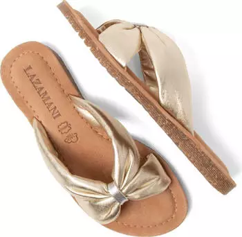 Lazamani Pantoletten Leather Sandal gold