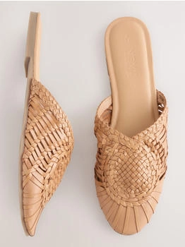 Next Fashion Forever Comfort® Leather Mules with Braided Design tan brown