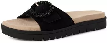 Marco Tozzi Leather Mules with Buckle schwarz