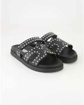 Steve Madden Leather Slide Sandals schwarz