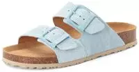 Pantolette TAMARIS, Damen, Gr. 37, hellblau, Leder, Schuhe Pantolette, Sommerschuh,