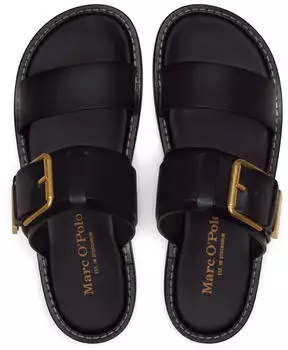 Marc O'Polo Sandal in Fine Cowhide Leather schwarz/gold/wei&szlig;