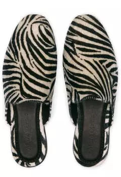 Marc O'Polo Sabot in Zebra Fur Look schwarz/wei&szlig;