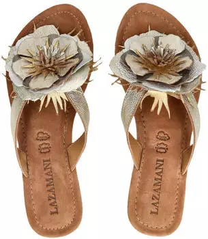 Lazamani HILDE FLOWER Sandals Leather/Textile Toe Separator gold
