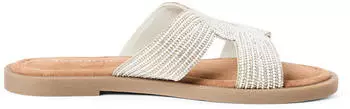 Tamaris Sandal Flats with Rhinestones wei&szlig;