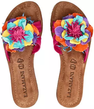 Lazamani Sandal Leather/Textile fuchsia