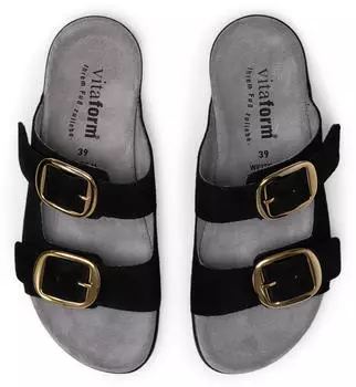 Vitaform Pantolette Samtziege 542 schwarz