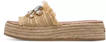 Tamaris Pantolette 27214 with Wedge Heel & Rhinestones, Leather Insole beige
