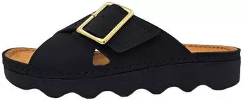 Rohde Alassio 6220 Nubuck Leather Mule with Platform Sole schwarz