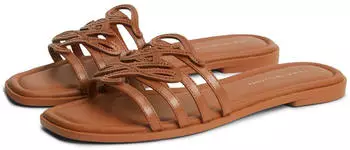 Tommy Hilfiger Th Script Flat Mule Lth FW0FW09368 warm bronze