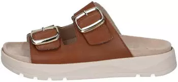 Caprice Leather Two-Strap Mule with Platform Sole (9-27202-46) braun