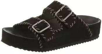 VERBENAS Elena Serraje Pasado Sandal with Two Adjustable Buckles grau/schwarz