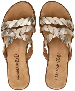 Lazamani Sandals Leather/Textile gold