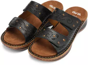 Ara HAWAII Mule with Wedge Heel in G-Width schwarz