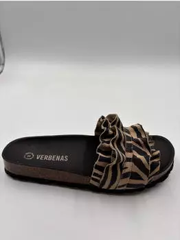 VERBENAS ROCIO Sandal with Ruffles beige/camel