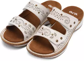 Ara HAWAII Pantolette mit Keilabsatz in G-Weite wei&szlig;