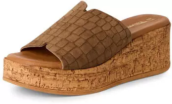 Tamaris Pantolette mit Keilabsatz braun