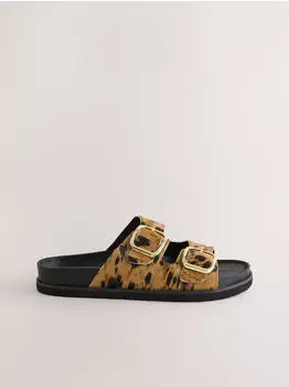 Next Fashion Forever Comfort® Pantoletten mit Schnallendetail hellbraun/schwarz