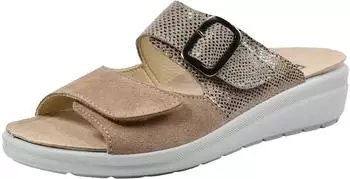 Rohde Rivella 5727 Women's Mule Leather Decorative Buckle Removable Footbed beige