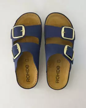 Rohde Alassio 6220 Pantolette aus Nubukleder mit Plateausohle blau