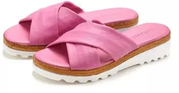Lascana Sandal with Wedge Heel in Leather hellpink