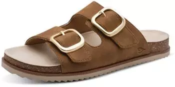 Jana Shoes Women's Flat Sandals with Two Buckles Vegan cognac