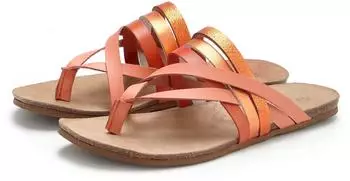 Lascana Leather Sandal with Cork Footbed dunkelorange