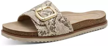 Jana Shoes Women's Flat Sandals with Buckle Vegan beige snake