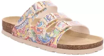 Rohde Alba Sandal with Three Adjustable Buckles beige multicolor