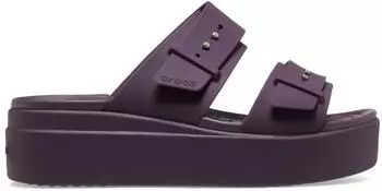 Crocs Brooklyn Buckle Low Wedge Sandals plush plum