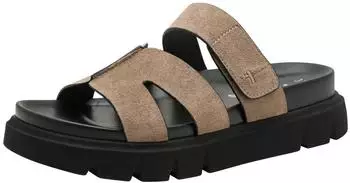 Tamaris Sandal with Velcro Closure and 3.5 cm Flat Heel taupe