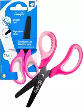 L&auml;ufer Bastelschere f&uuml;r Kinder 13cm, rund, rosa/pink (87222)